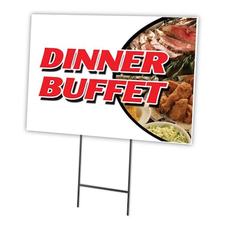 Dinner Buffet Yard Sign & Stake Outdoor Plastic Coroplast Window